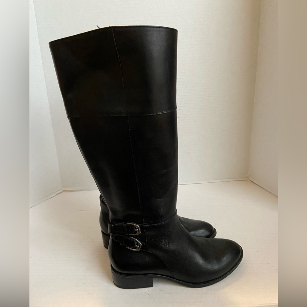 Ralph Lauren Riding Boots Black Leather Knee High Tall Womens Macelyn 6B Classic